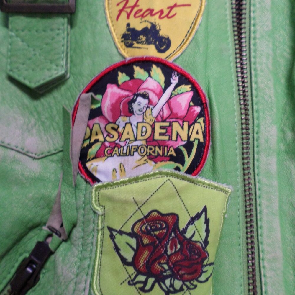 DOUBLE D RANCH LEATHER BIKER JACKET California Logo Patches - Picture 11 of 15